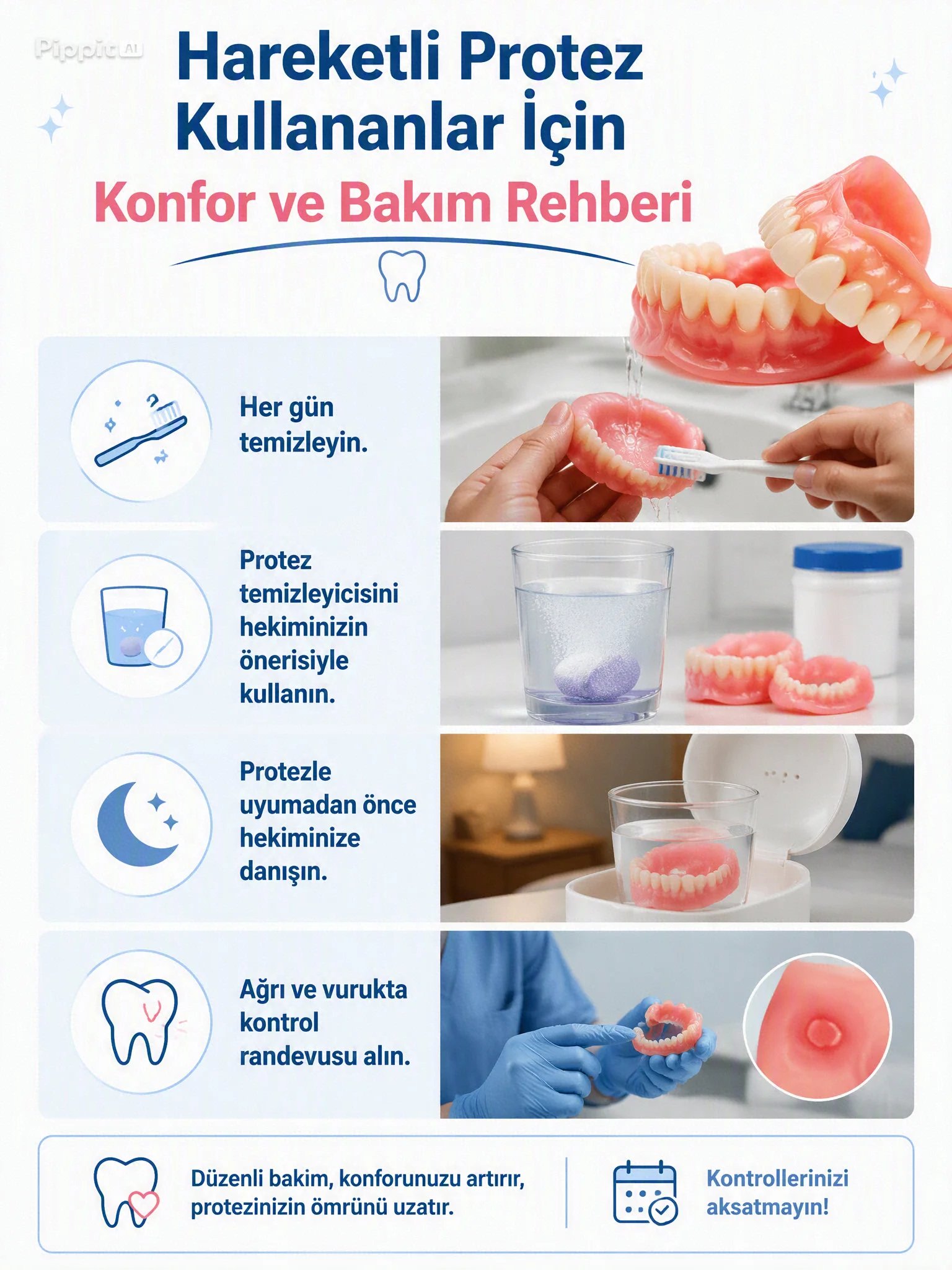 Hareketli Protez Kullananlar İçin Konfor ve Bakım Rehberi: Vuruk, Yara ve Oynama Sorunlarına Çözümler