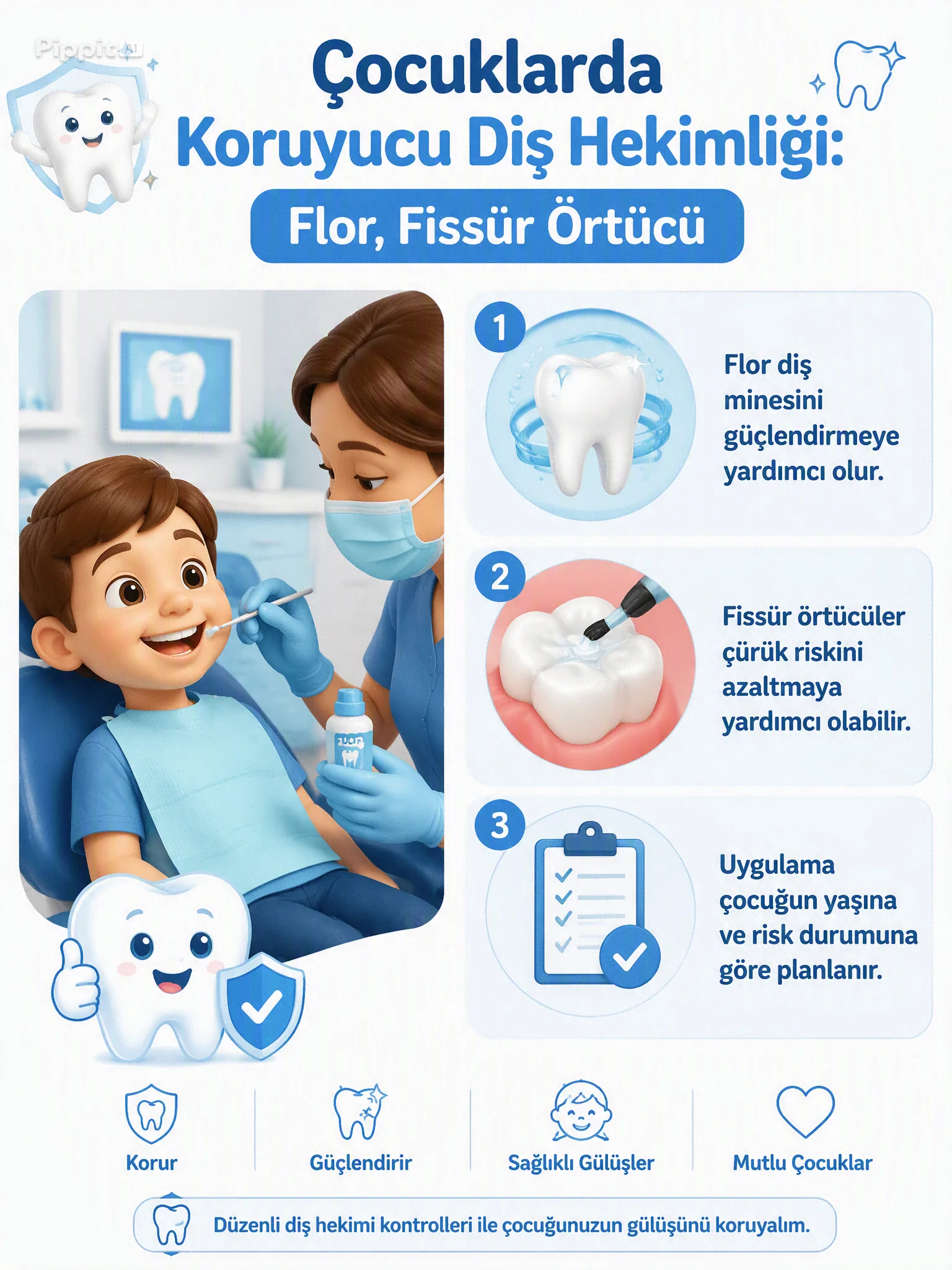 Çocuklarda Koruyucu Diş Hekimliği: Flor, Fissür Örtücü ve Düzenli Kontrol